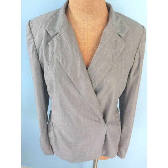 Narciso Rodriguez Suit Blazer Jacket Gray Long Sleeve Silk Snap Office Size 8 - Picture 3 of 12
